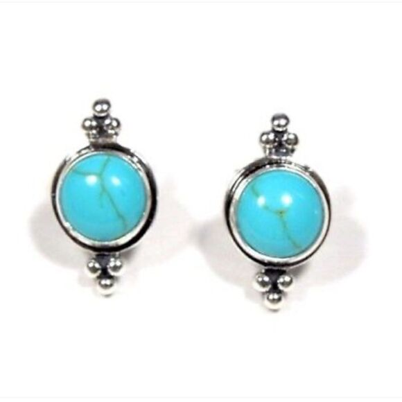 Turquoise Earring Studs Southwestern Dainty Silver Earrings - Picture 1 of 6